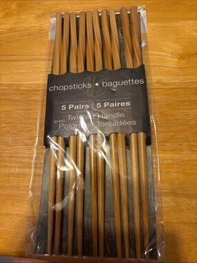 Twisted Handle Bamboo Chopsticks - 5 Pairs